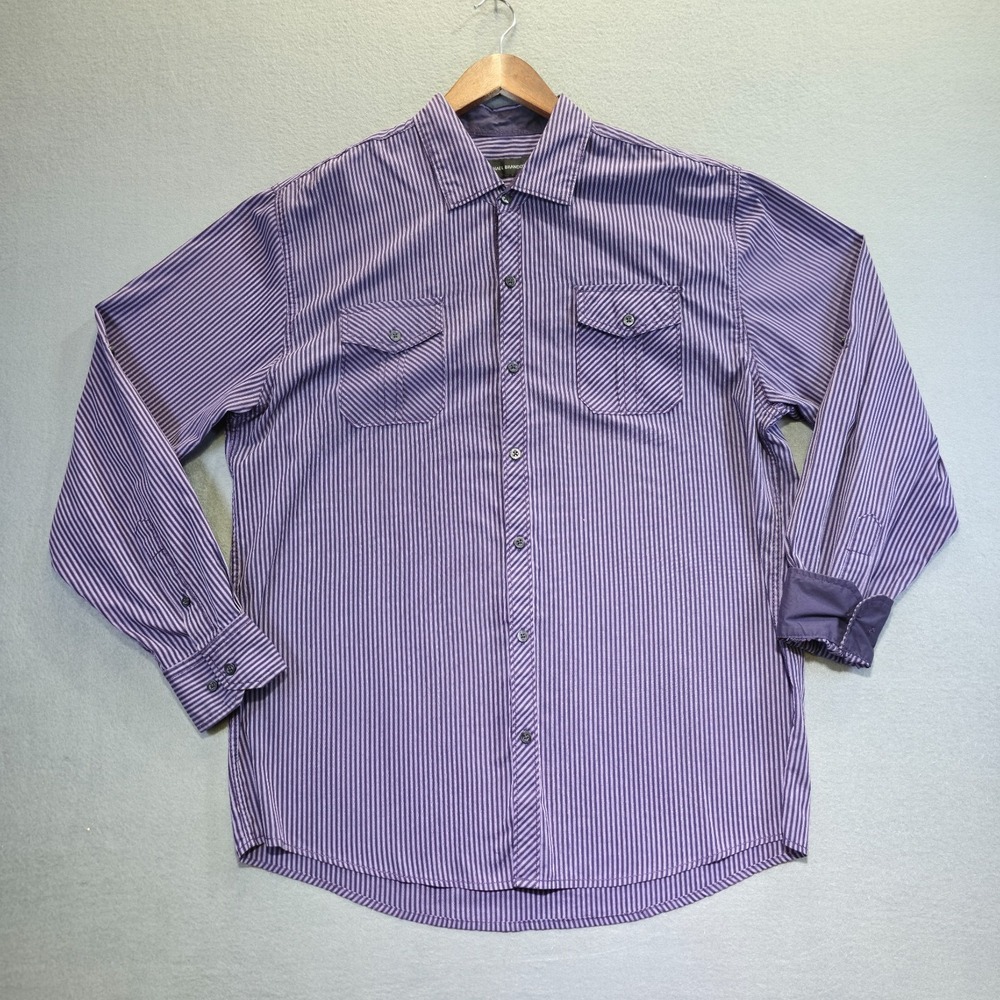 Michael Brandon‎ Men's Purple Long Sleeve Button Up Flip Cuff Shirt Size XL